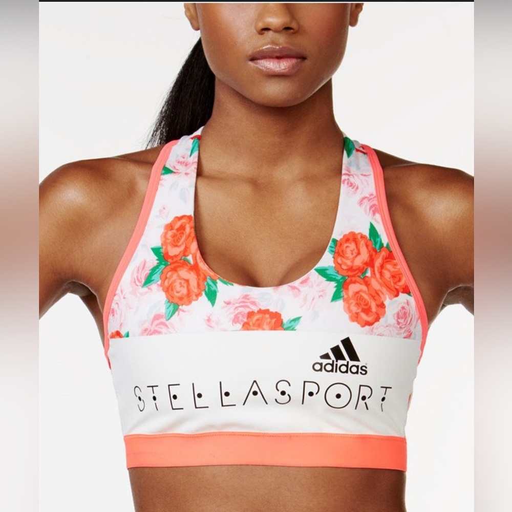 Adidas by Stella McCartney Floral Sports Bra - Pink and White